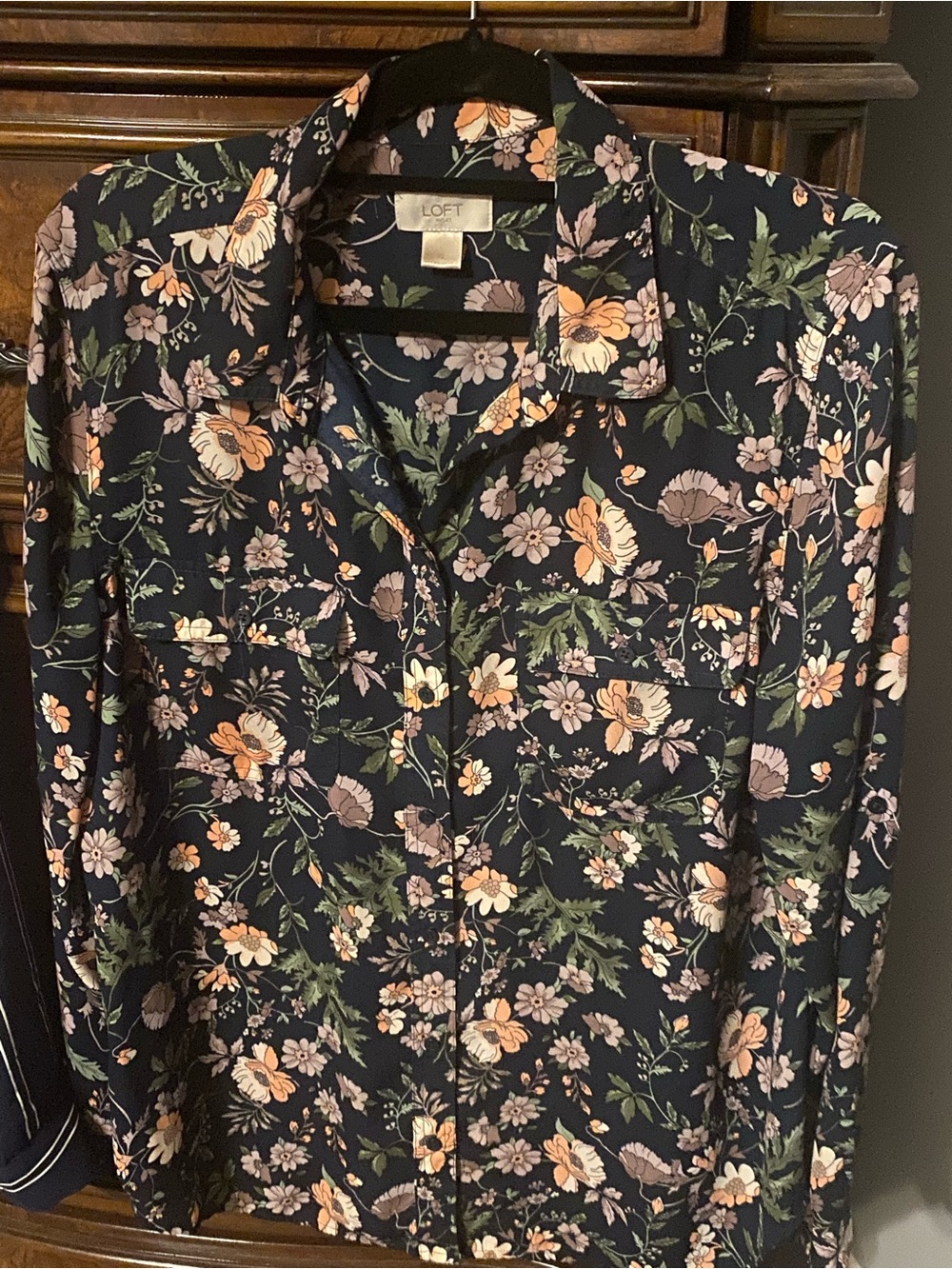 Loft floral button up utility blouse